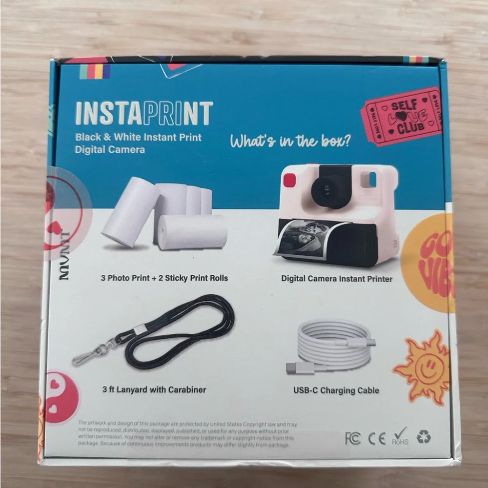NEW - MVMT INSTAPRINT Black & White Instant Print Digital Camera